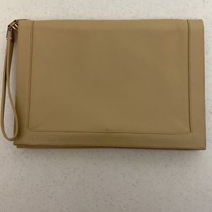 Vintage Lou Taylor Beige Modernist Clutch With Mirror